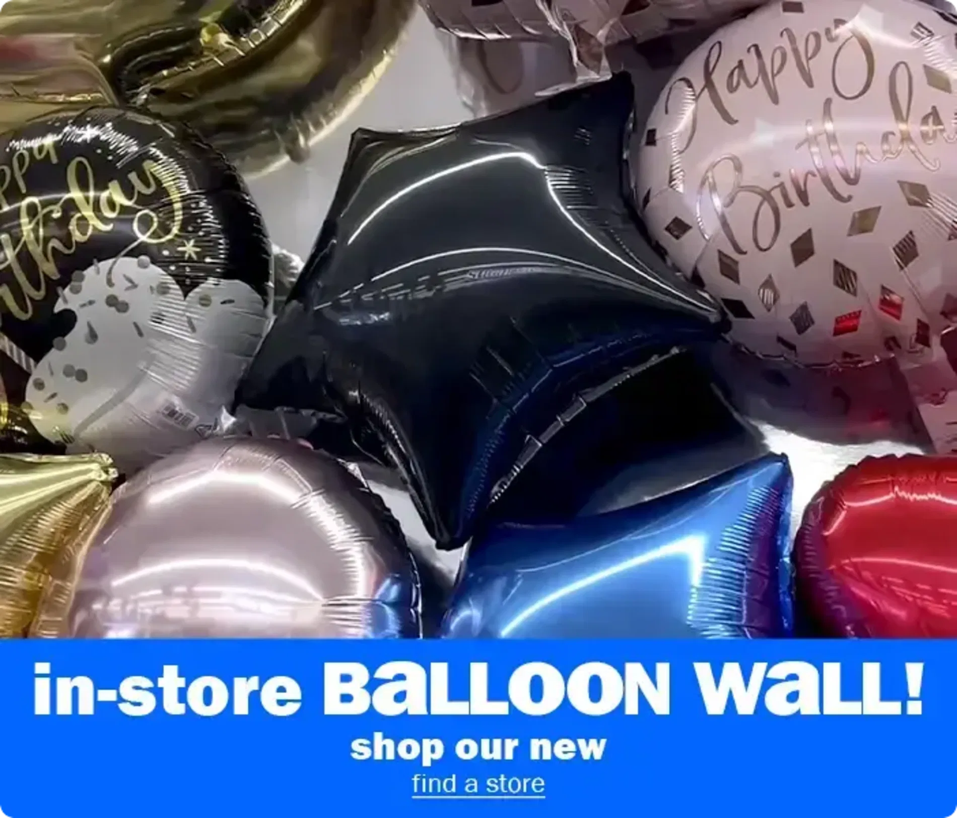 Helium Balloons. Stores will inflate 'em for free! Find a Store