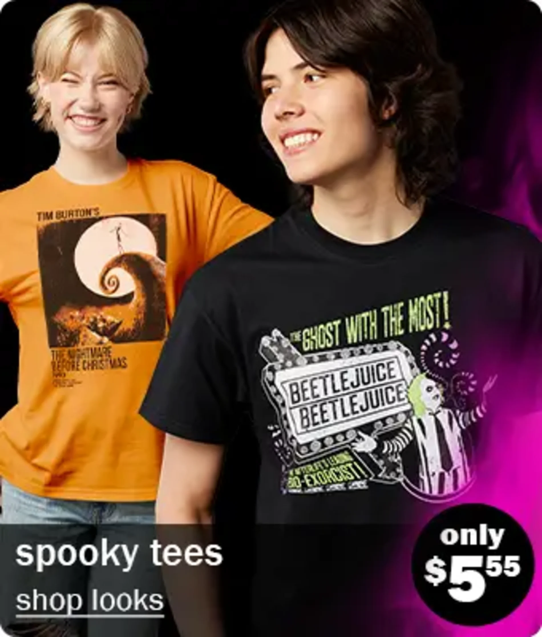 Spooky Tees. Shop Looks. Only $5.55