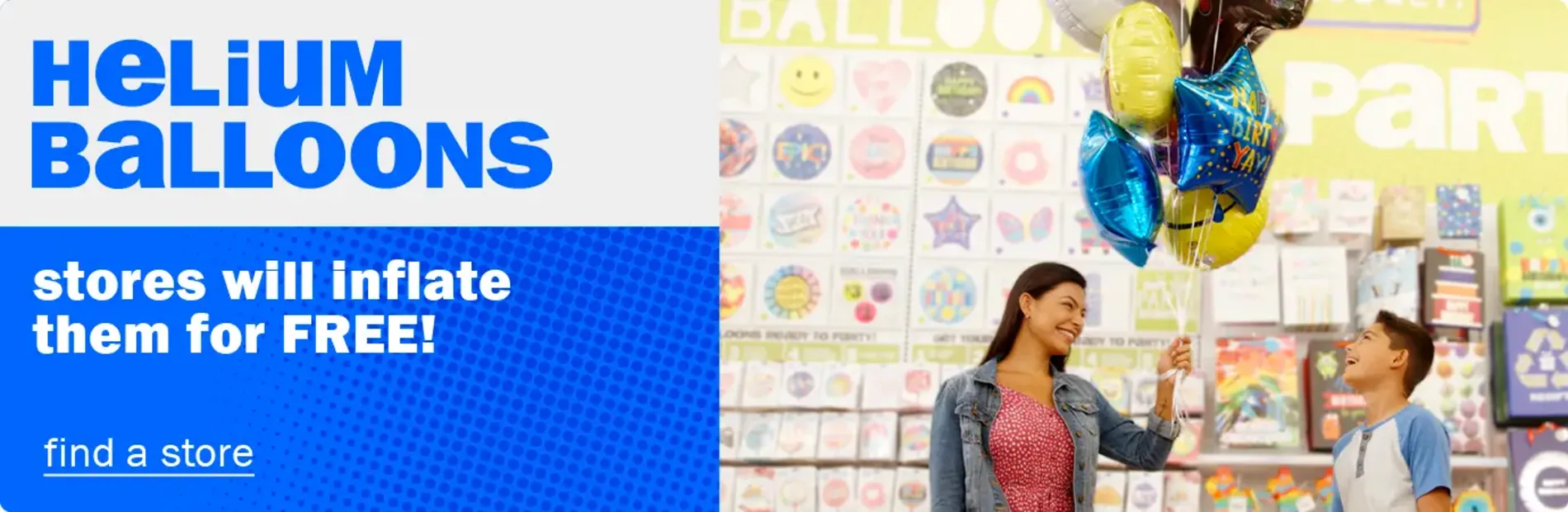 Helium Balloons, Stores will inflate 'em for FREE! Find a store.