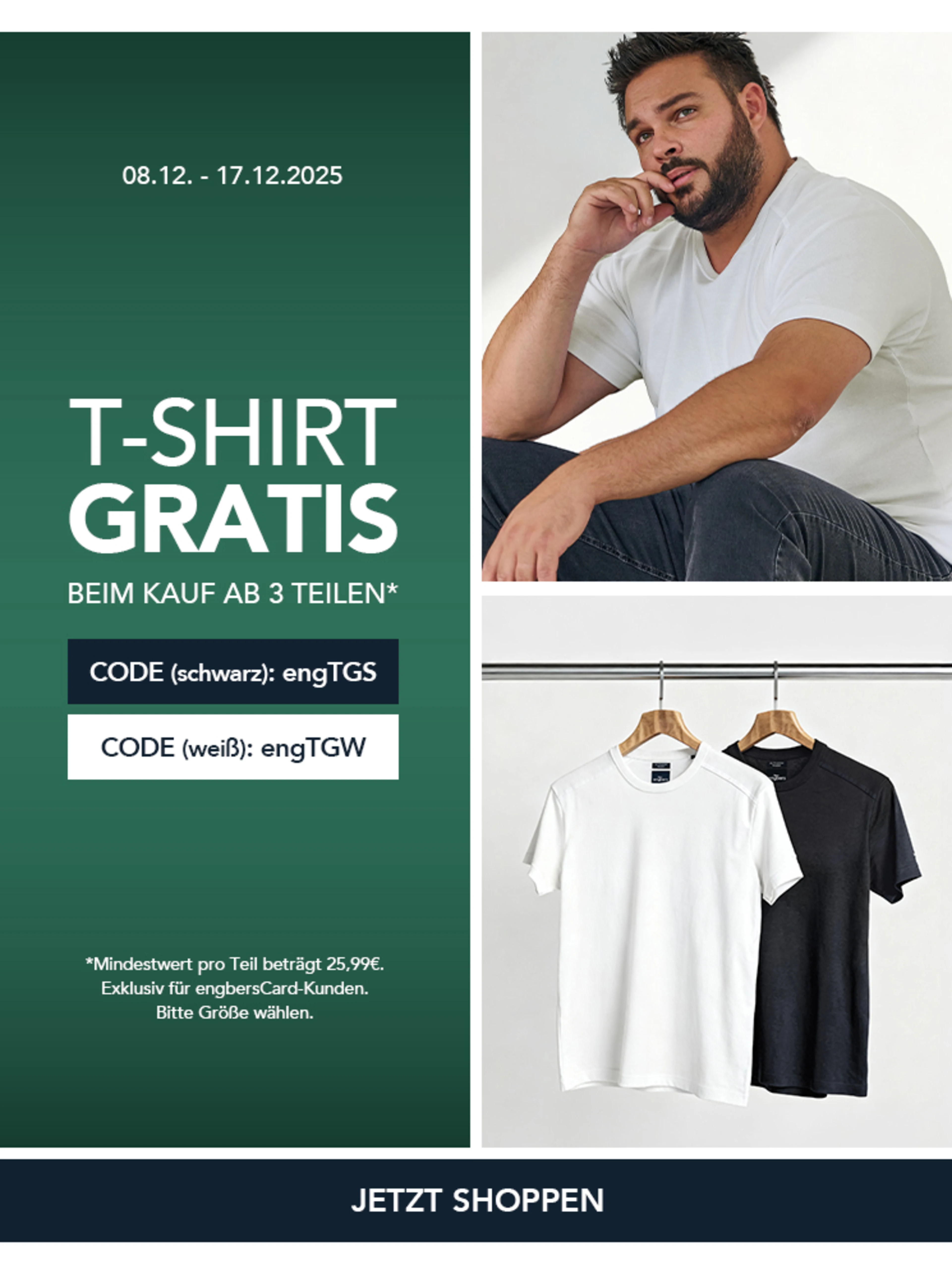 Gratis T-Shirt zum Kauf ab 3 Teilen