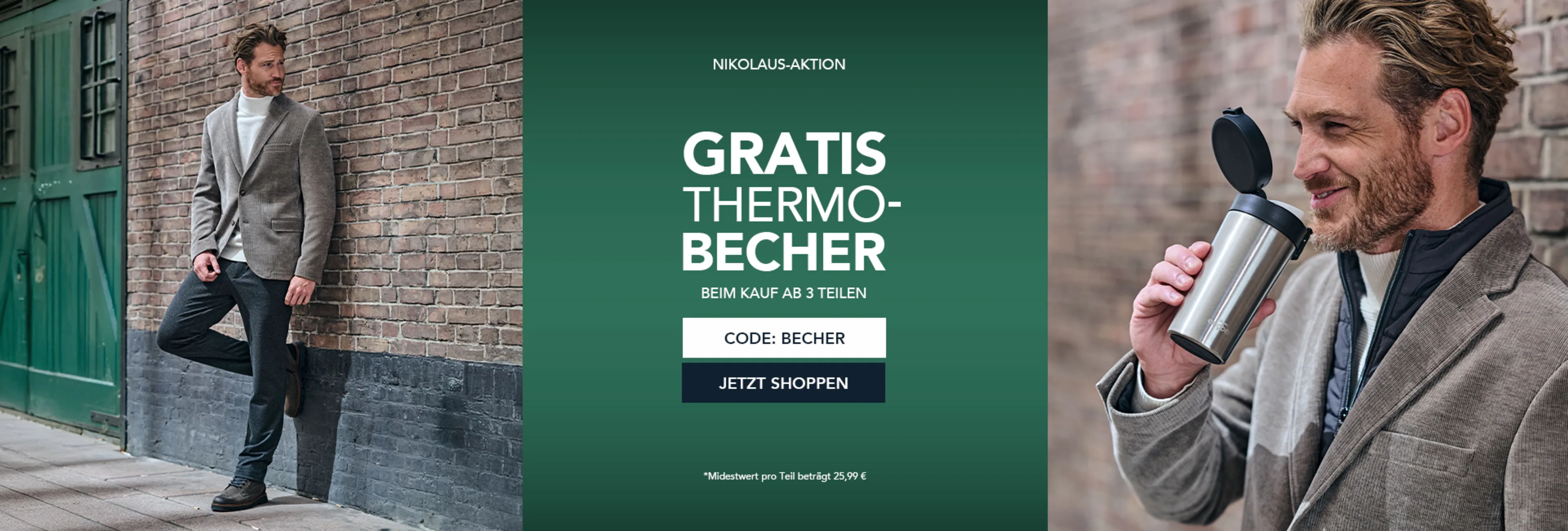 Thermobecher gratis ab 3 Teilen mit dem Code: BECHER