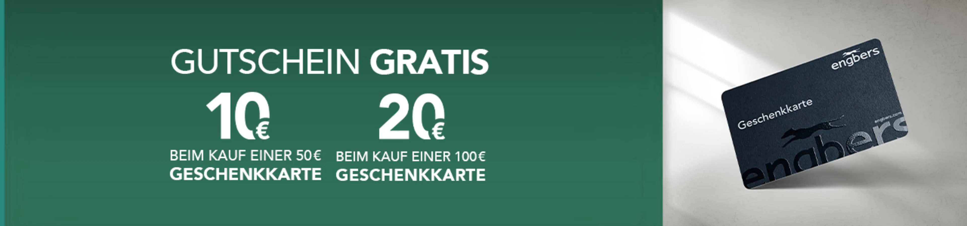 GRATIS Gutschein: 10€ beim Kauf einer 50€ Geschenkkarte | 20€ beim Kauf einer 100€ Geschenkkarte