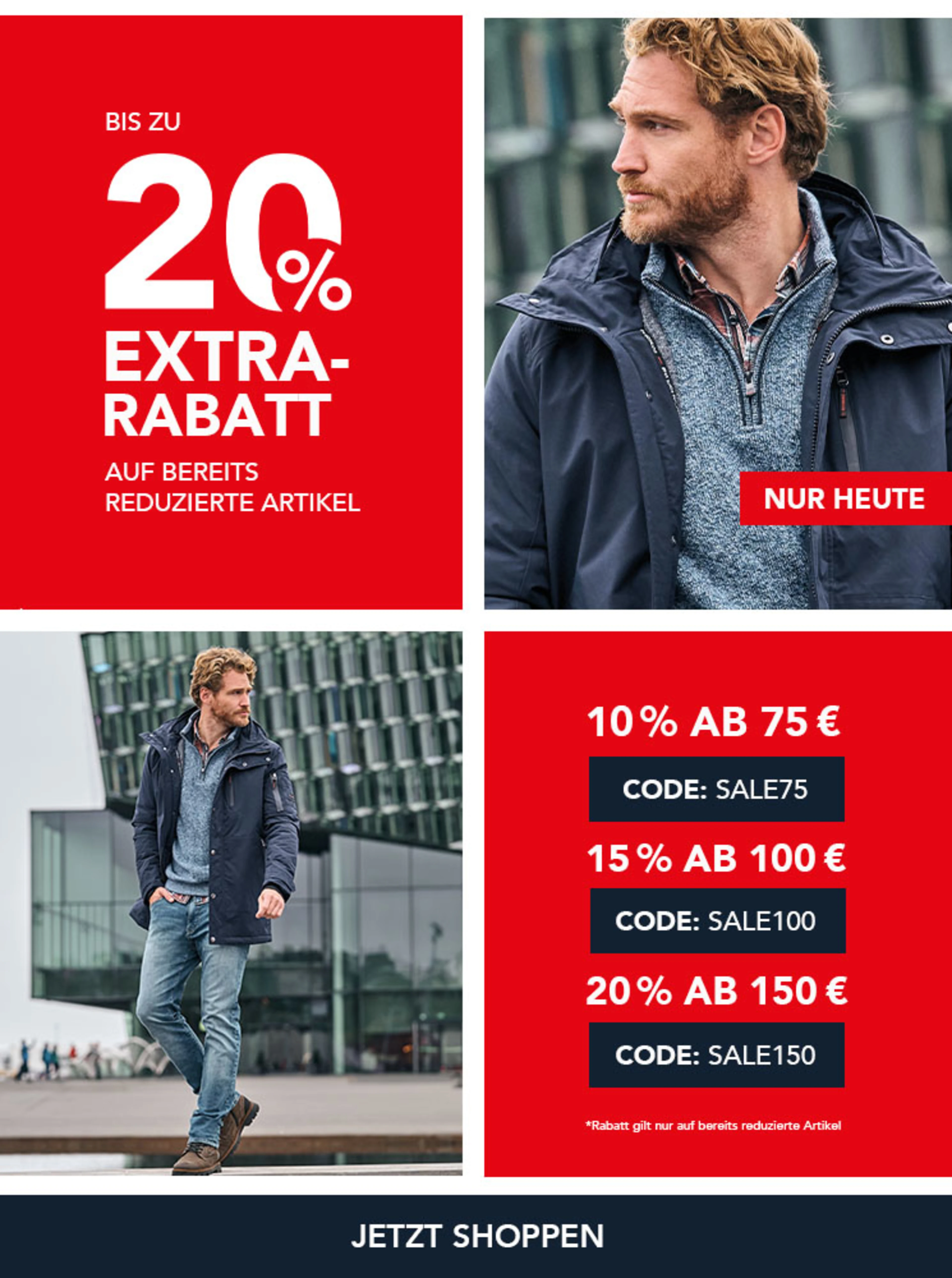 Bis zu 50% Sale + bis zu 20% EXTRA auf Sale 