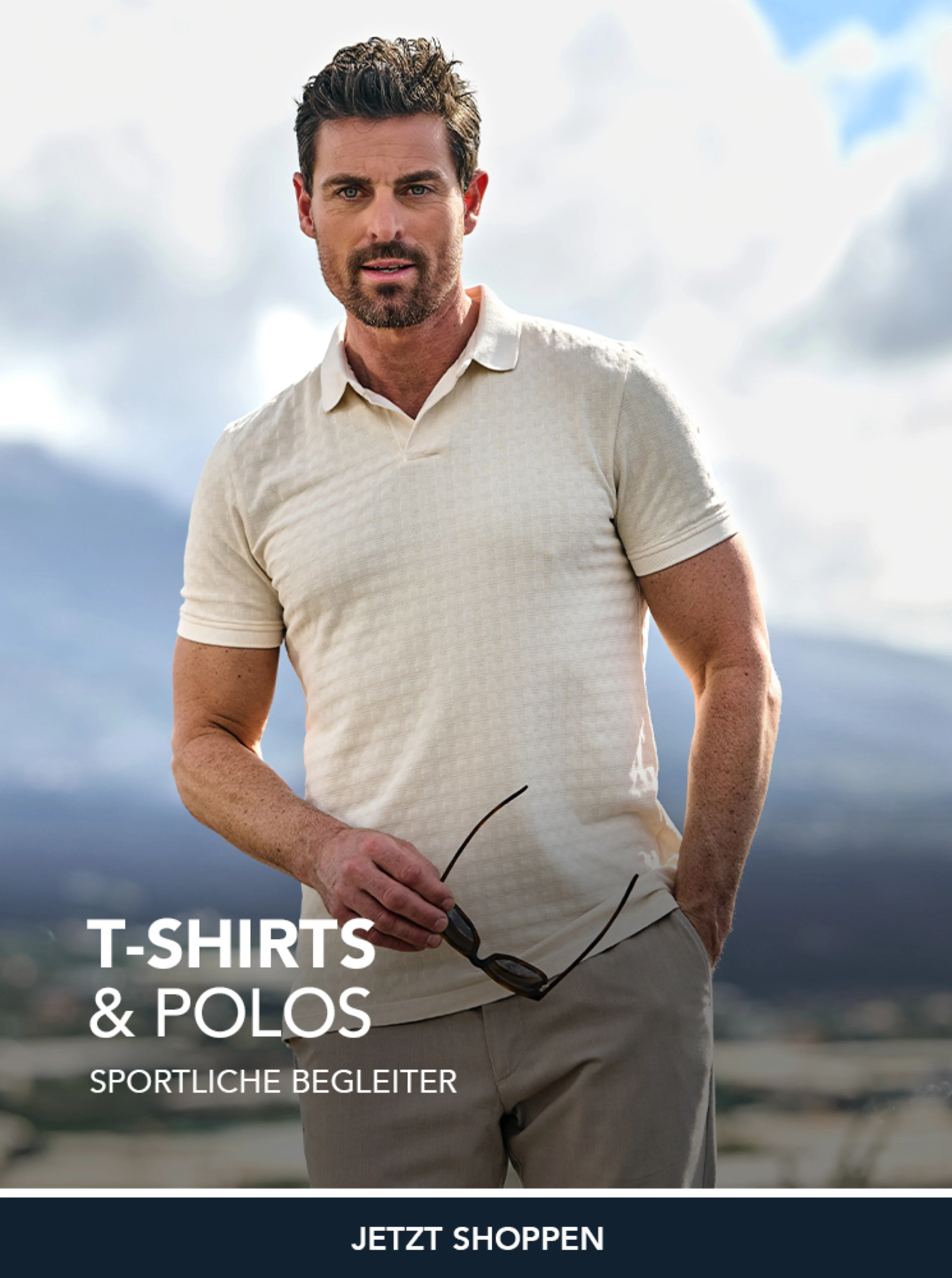 Strick Poloshirt für Herren in beige