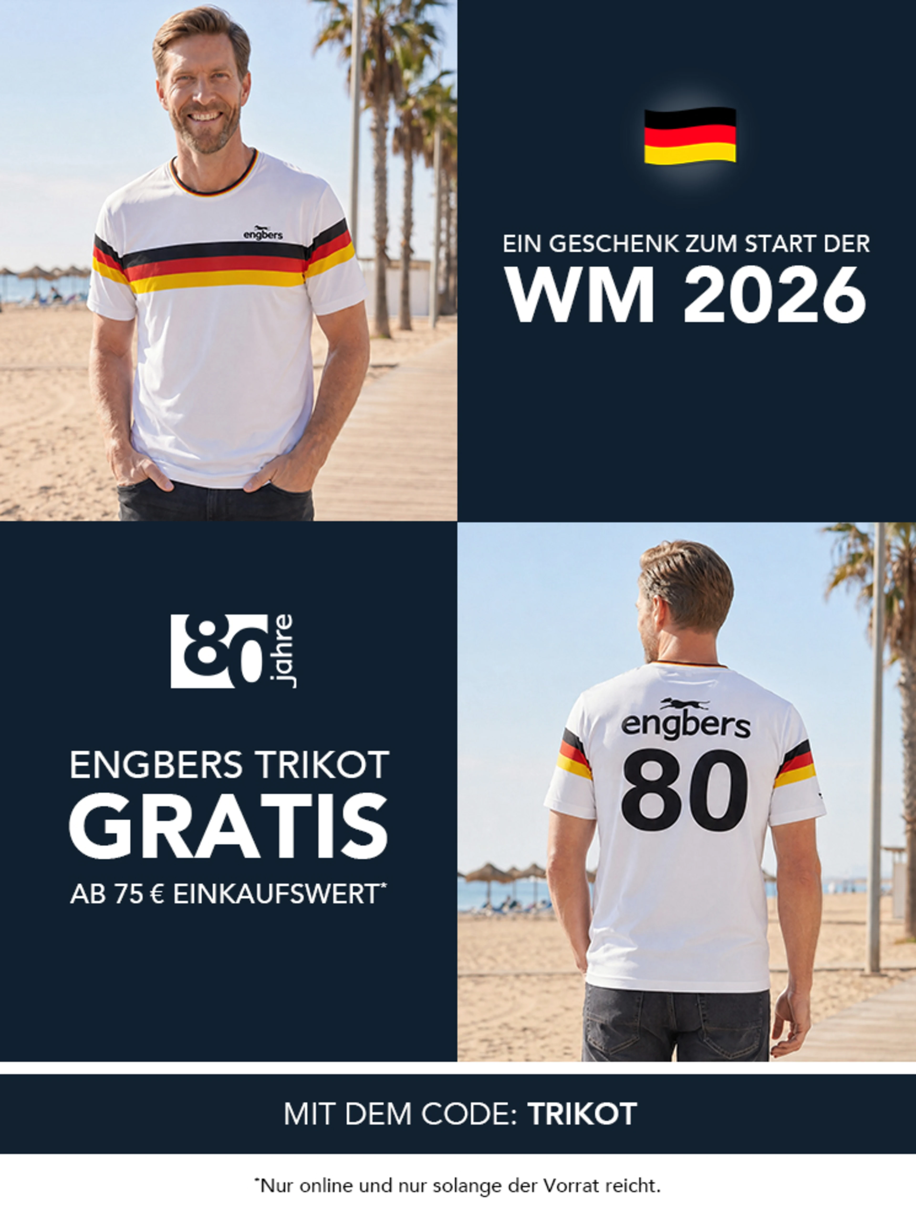 Gratis engbers Trikot ab 75€ Einkaufswert mit dem Code: TRIKOT