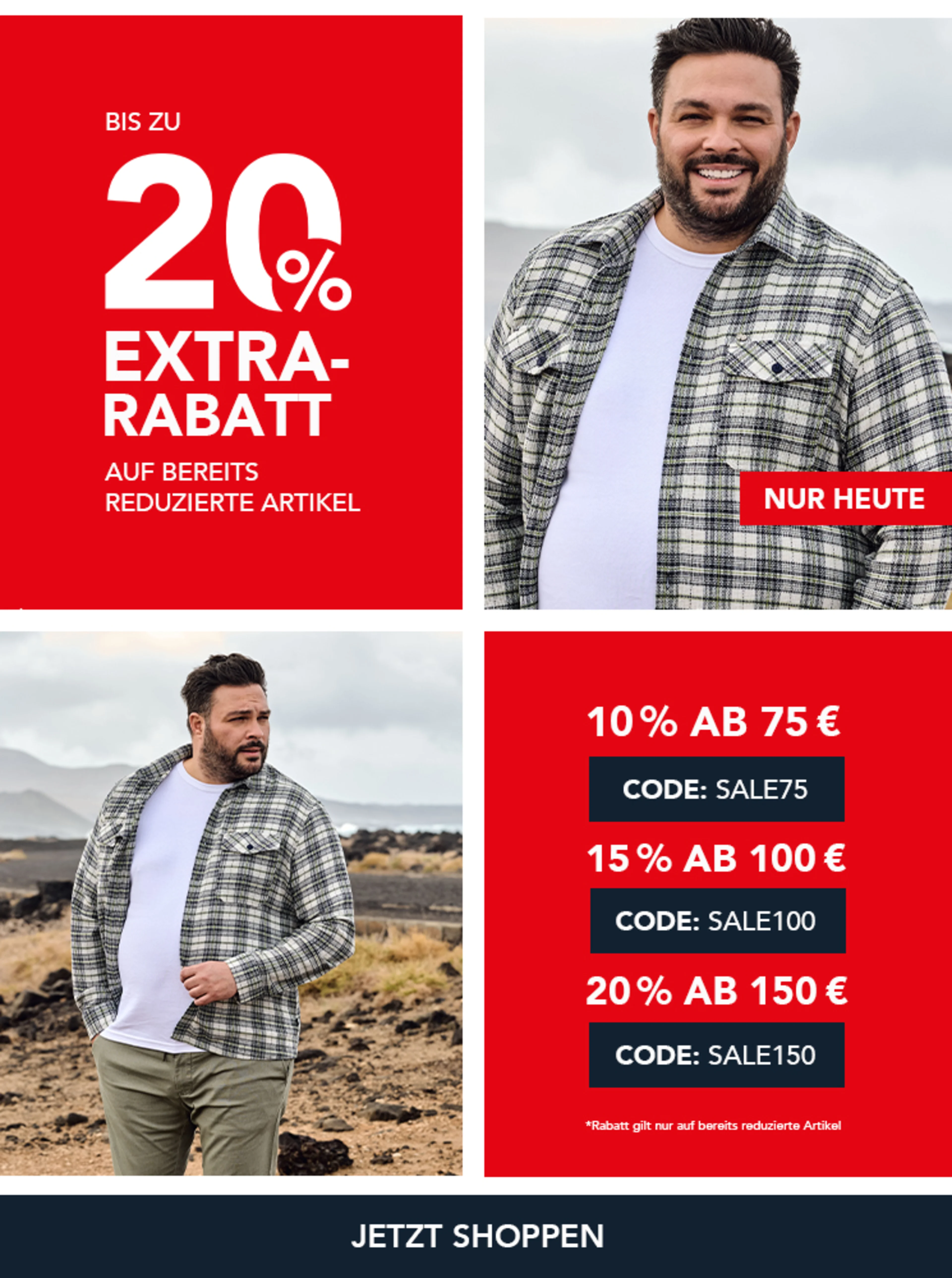 Bis zu 50% Sale + 20% extra auf Sale ab 150€ mit dem Code SALE150