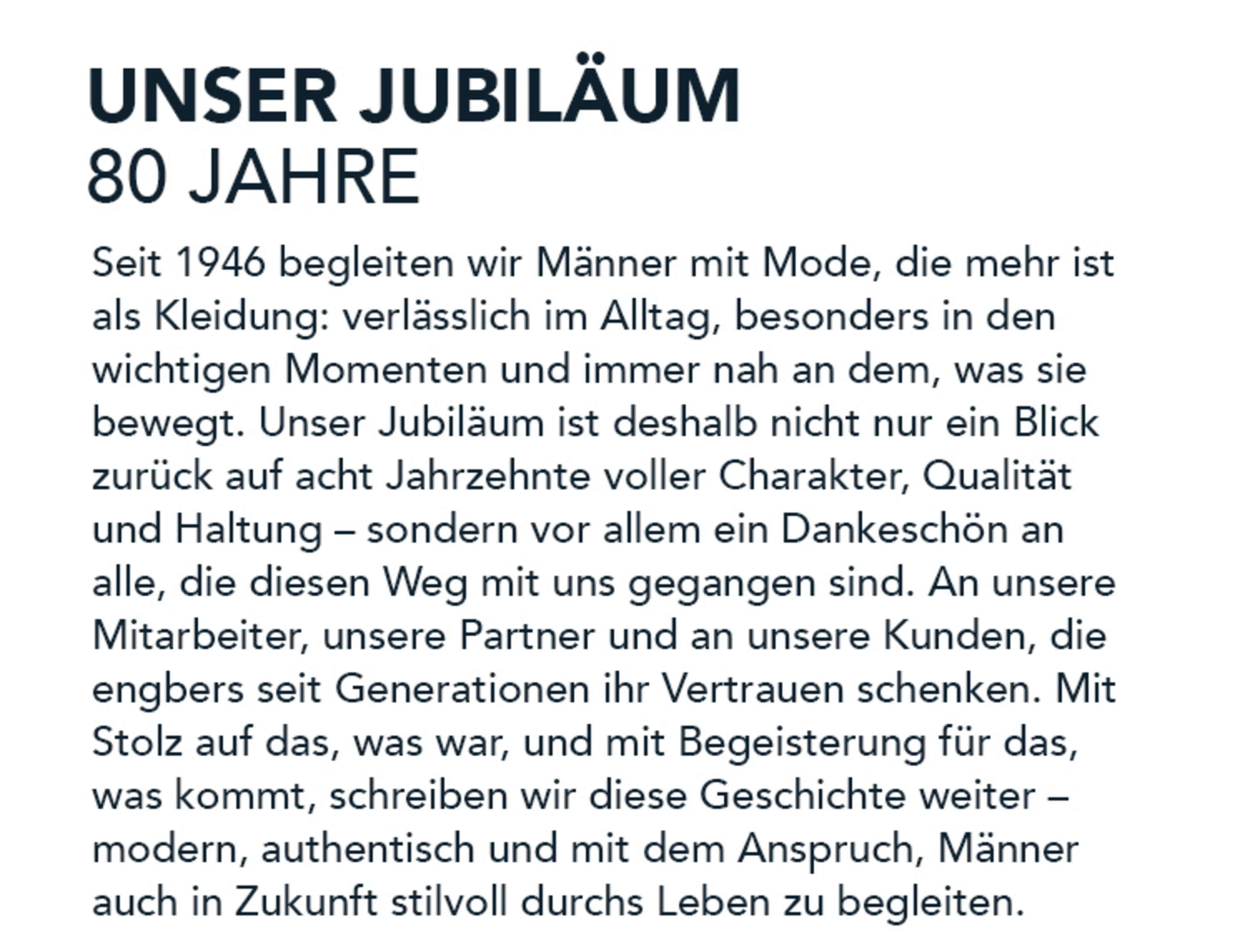 Unser Jubiläum - 80 Jahre engbers