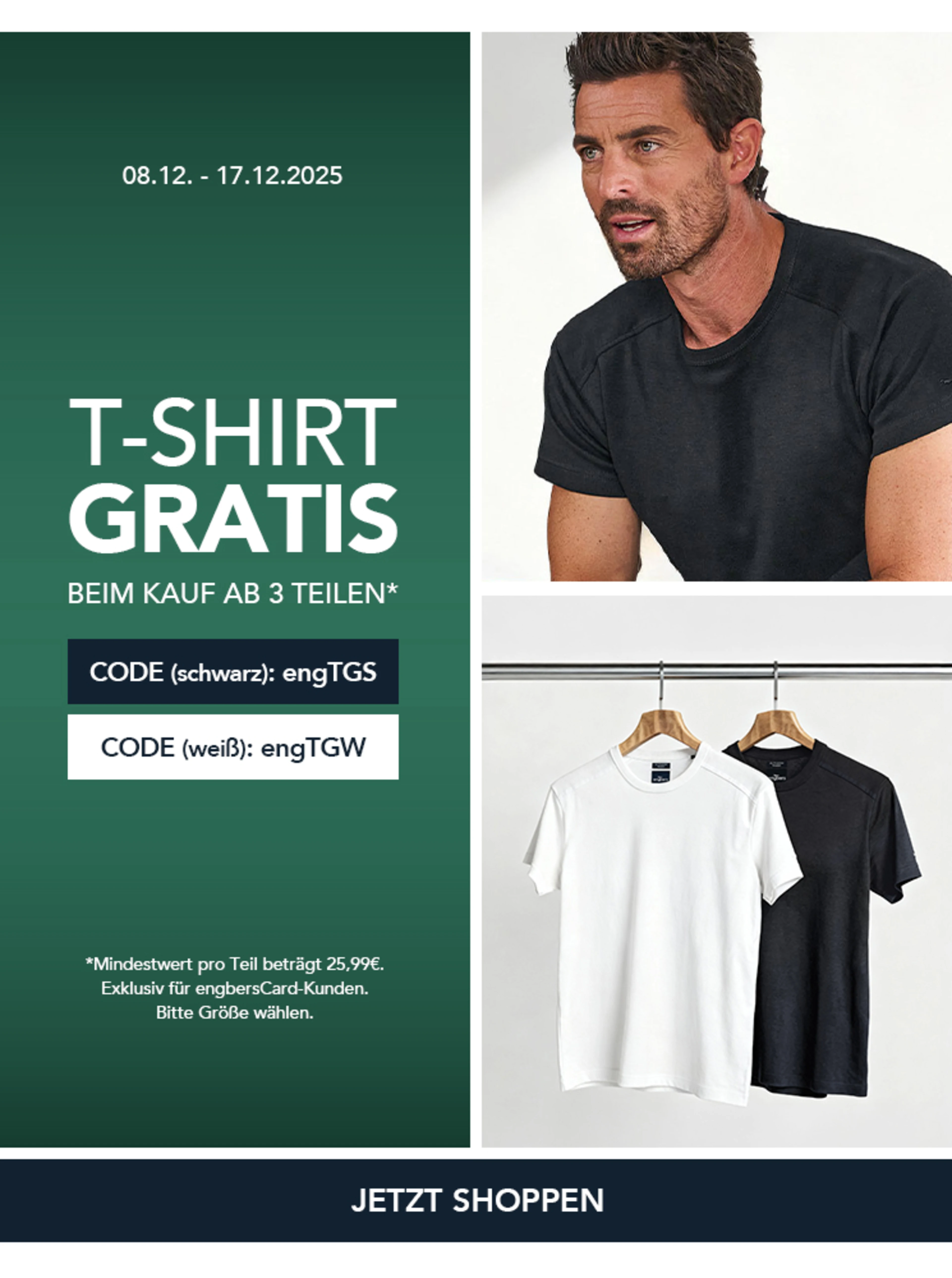 Gratis T-Shirt zum Kauf ab 3 Teilen