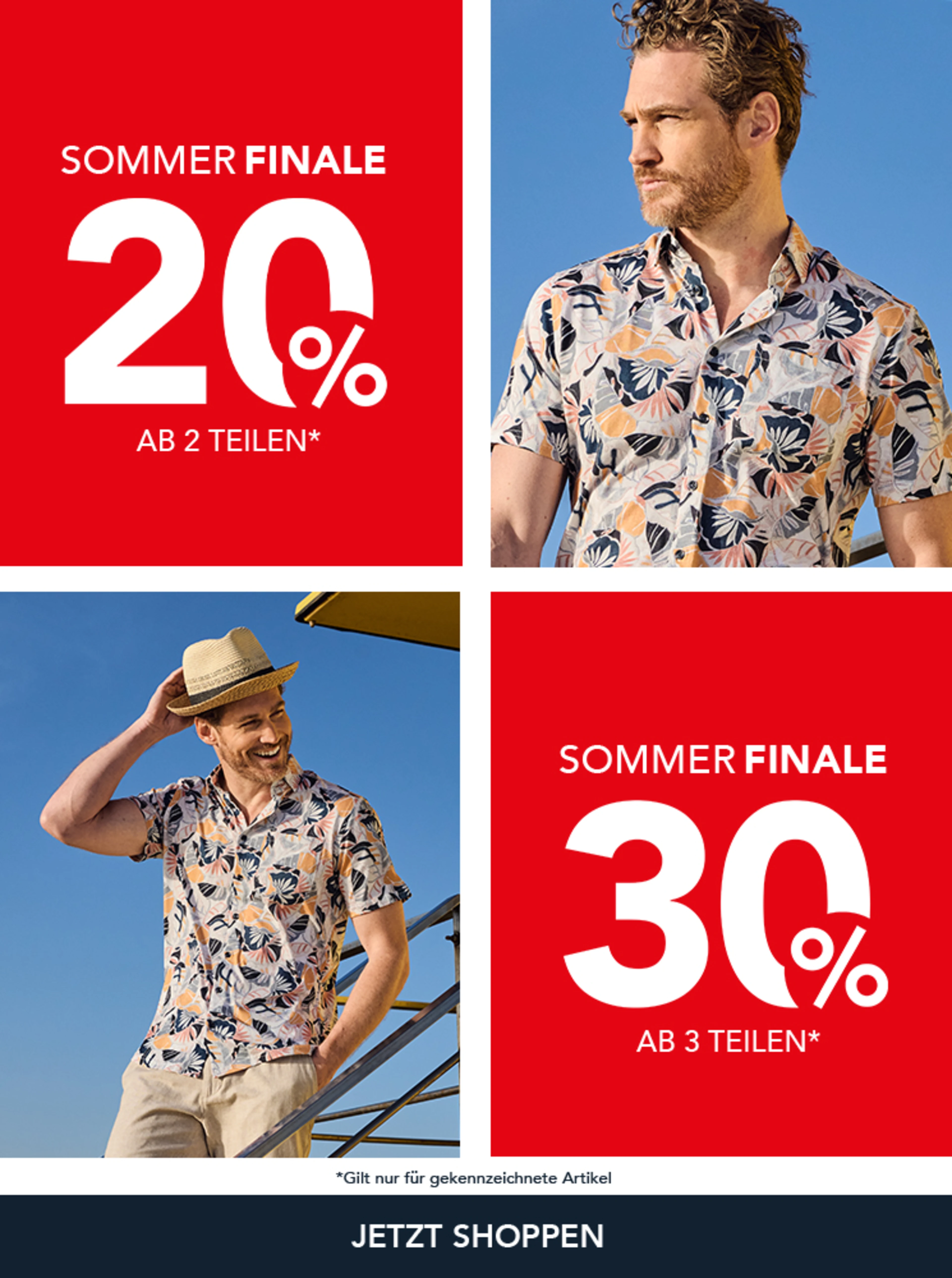 Sommer Finale bei engbers: 20% ab 2 Teilen und 30% ab 3 Teilen auf gekennzeichnete Artikel