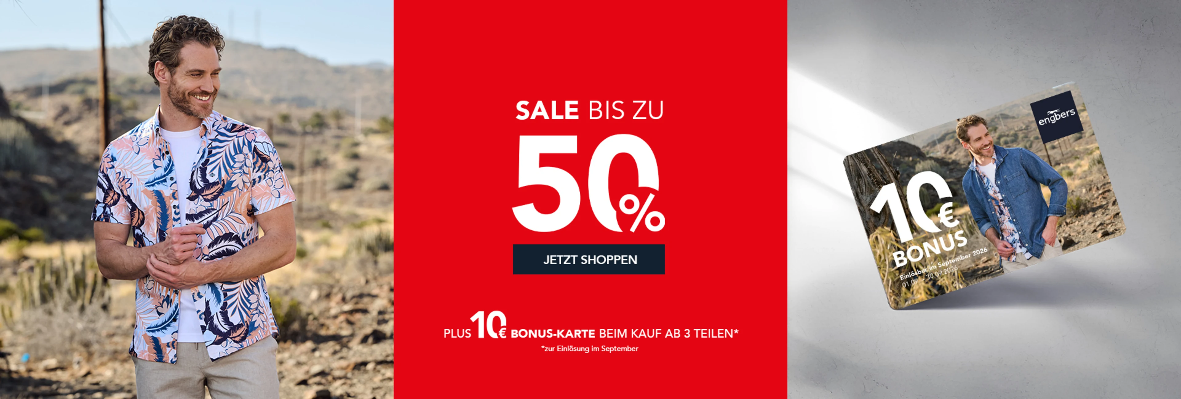 Sale bis zu 50% + 10€ Bonuskarte ab 3 Teilen