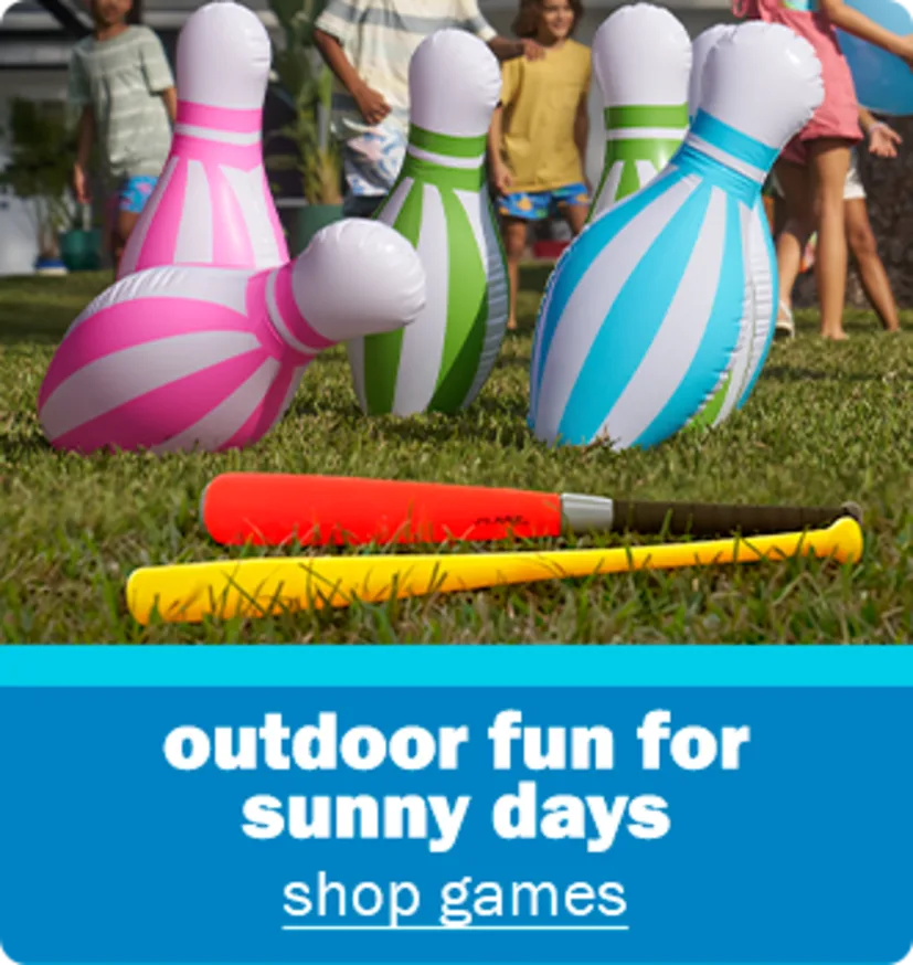 Outdoor fun for sunny days. Shop games. 