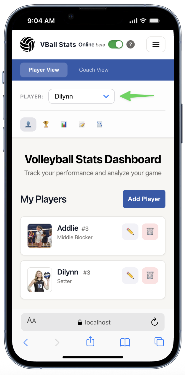 VBallStats Multi-player Mobile