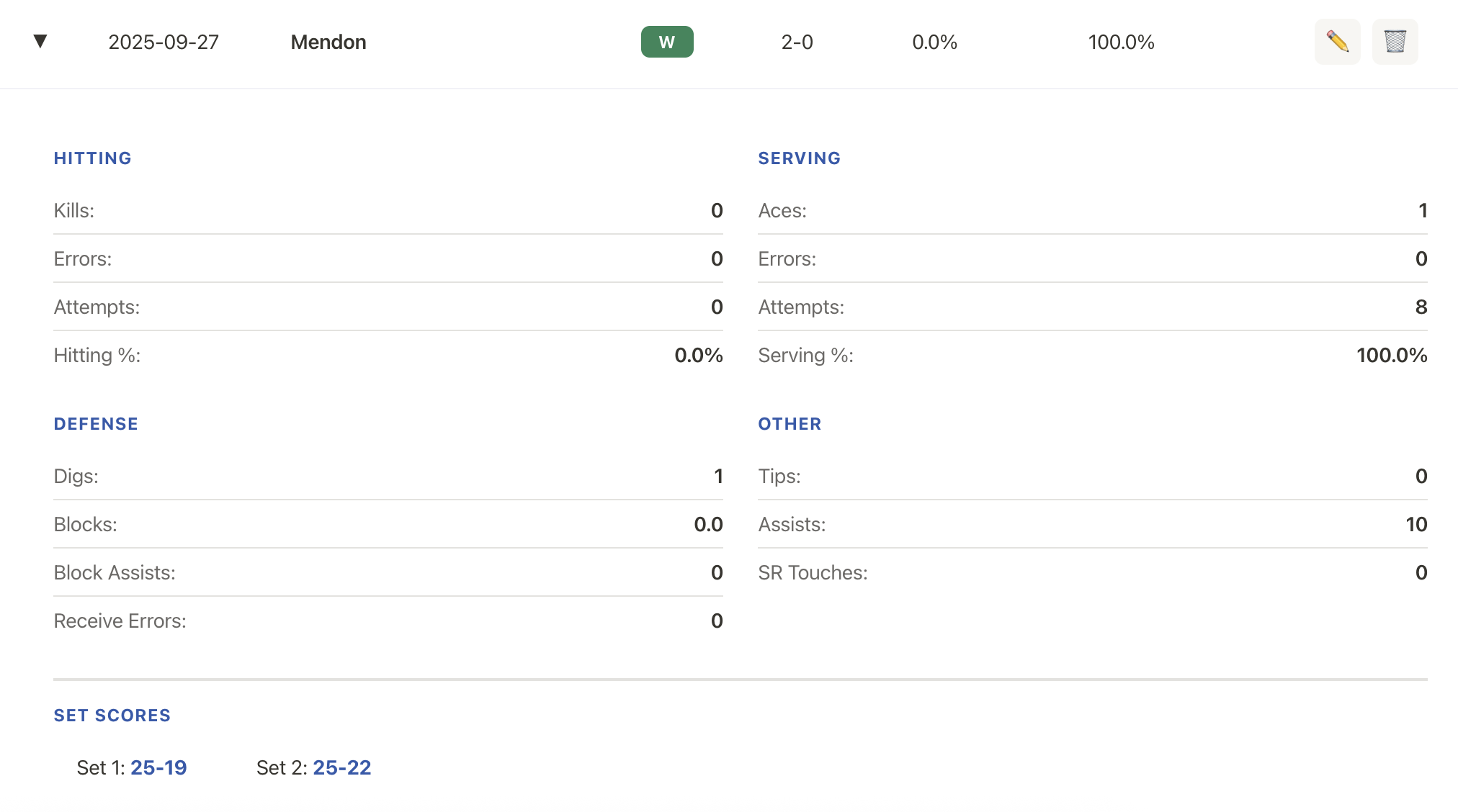 VBallStat Expanded Match Results