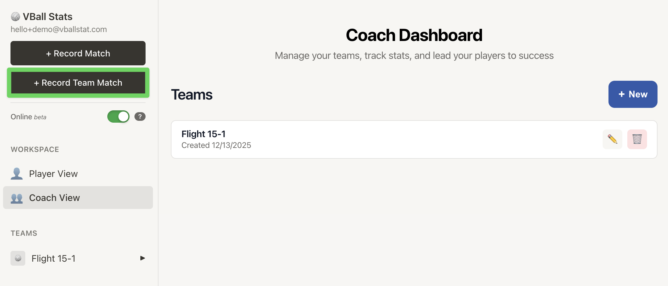 VballStat Desktop Record Match