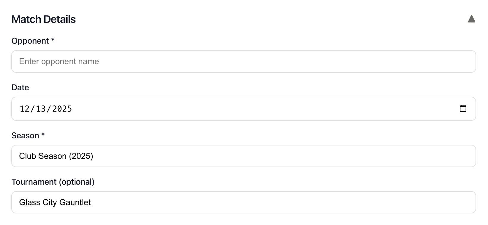 VBallStat Team Record Match Details