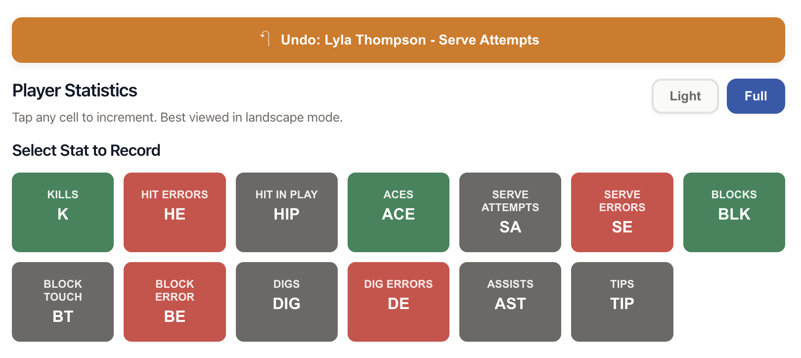 VBallStat Team Record Match Full Stats