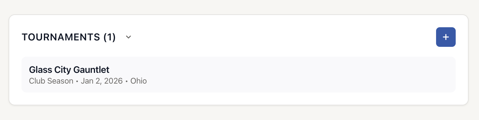 VBallStat Coach Team Tournament Expanded View