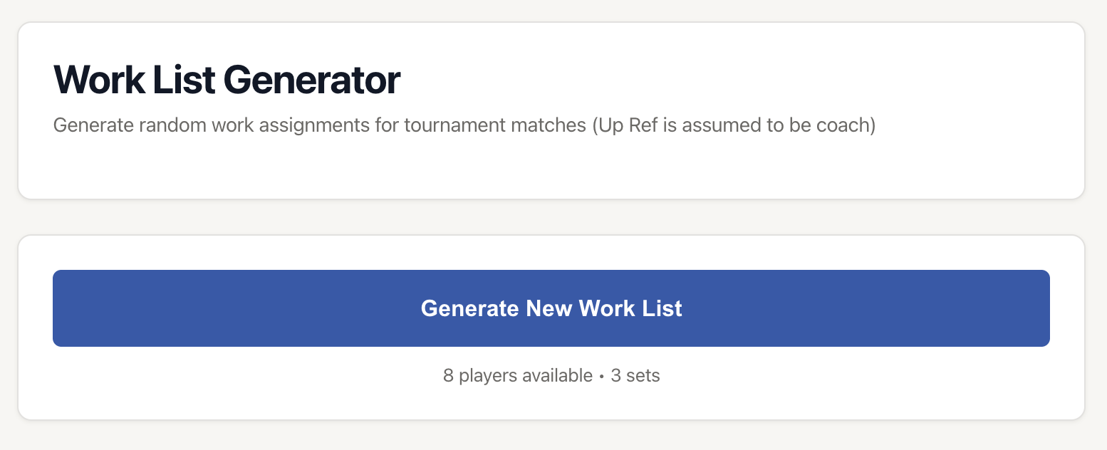VBallStat Work List Generator