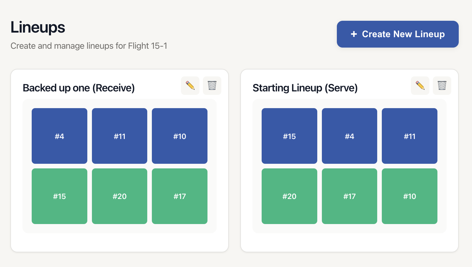 VBallStat Lineup Library