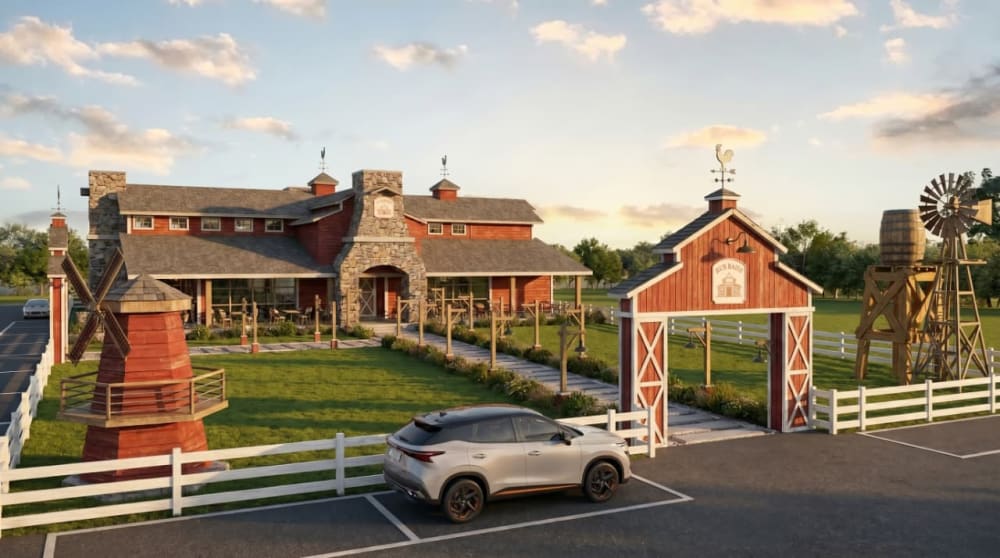 Render Redbarn Cafe dan Resto - Fasilitas kawasan villa premium