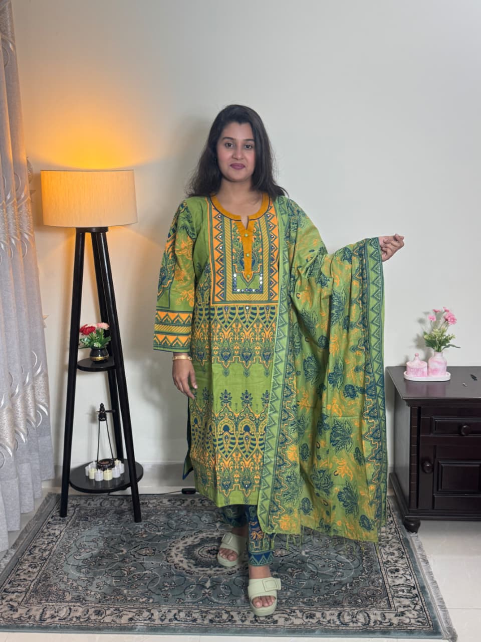 অলিভ গ্রিন প্রিমিয়াম থ্রি-পিস