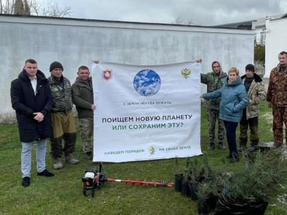 На территории Солнечнодолинской школы высадили 65 саженцев различных деревьев