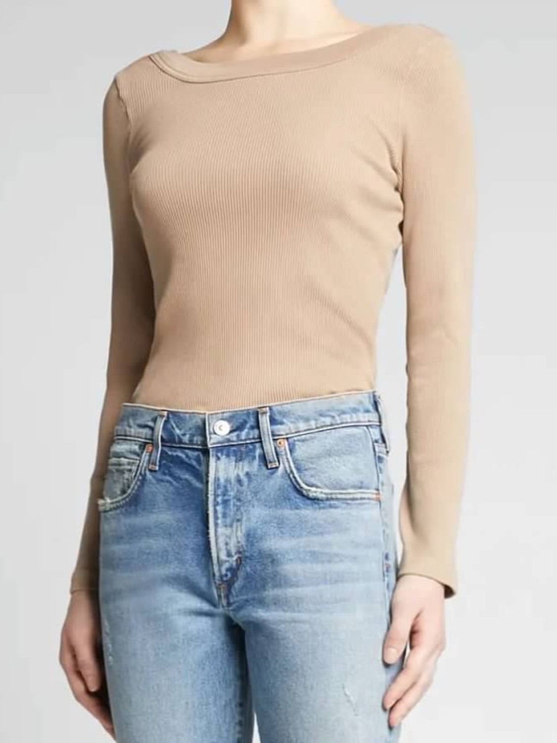 Zara Henley Shirt in Tan Size Medium