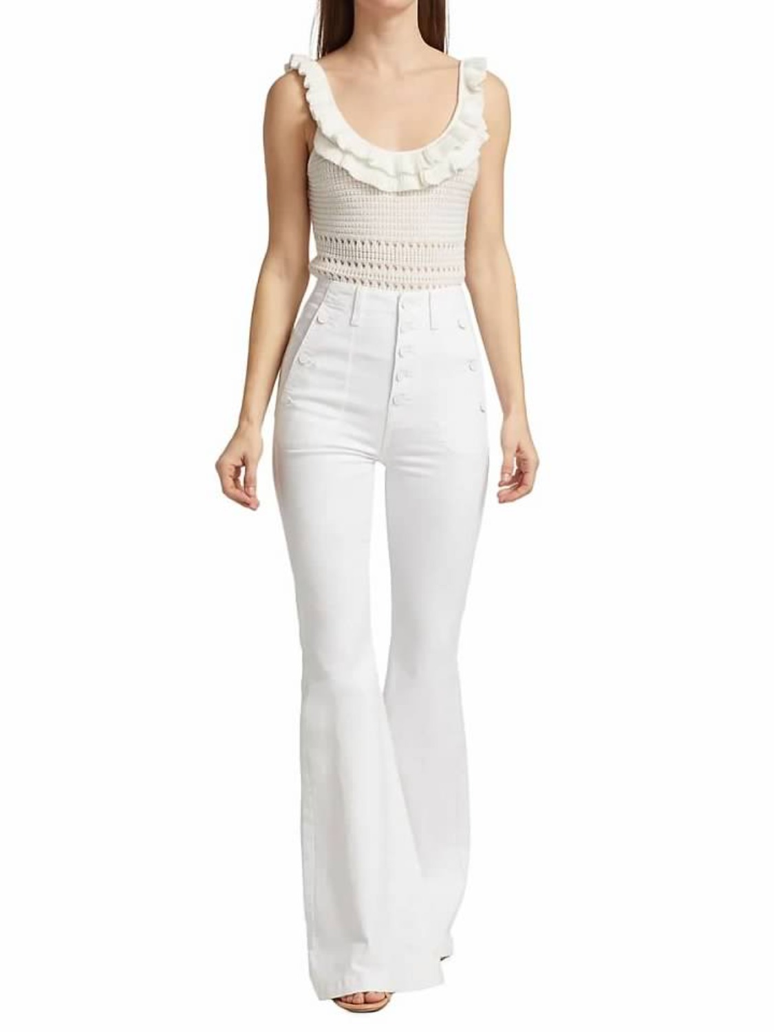 7 For All Mankind Flare Jeans in White Size 32