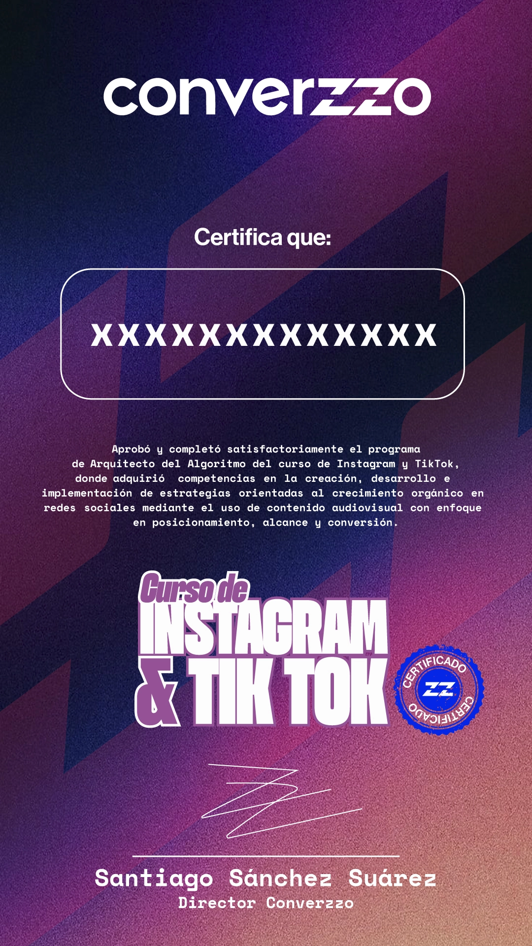 Certificado oficial de Converzzo