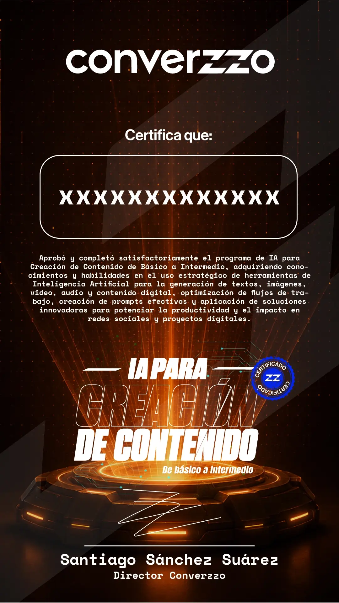 Certificado oficial de Converzzo