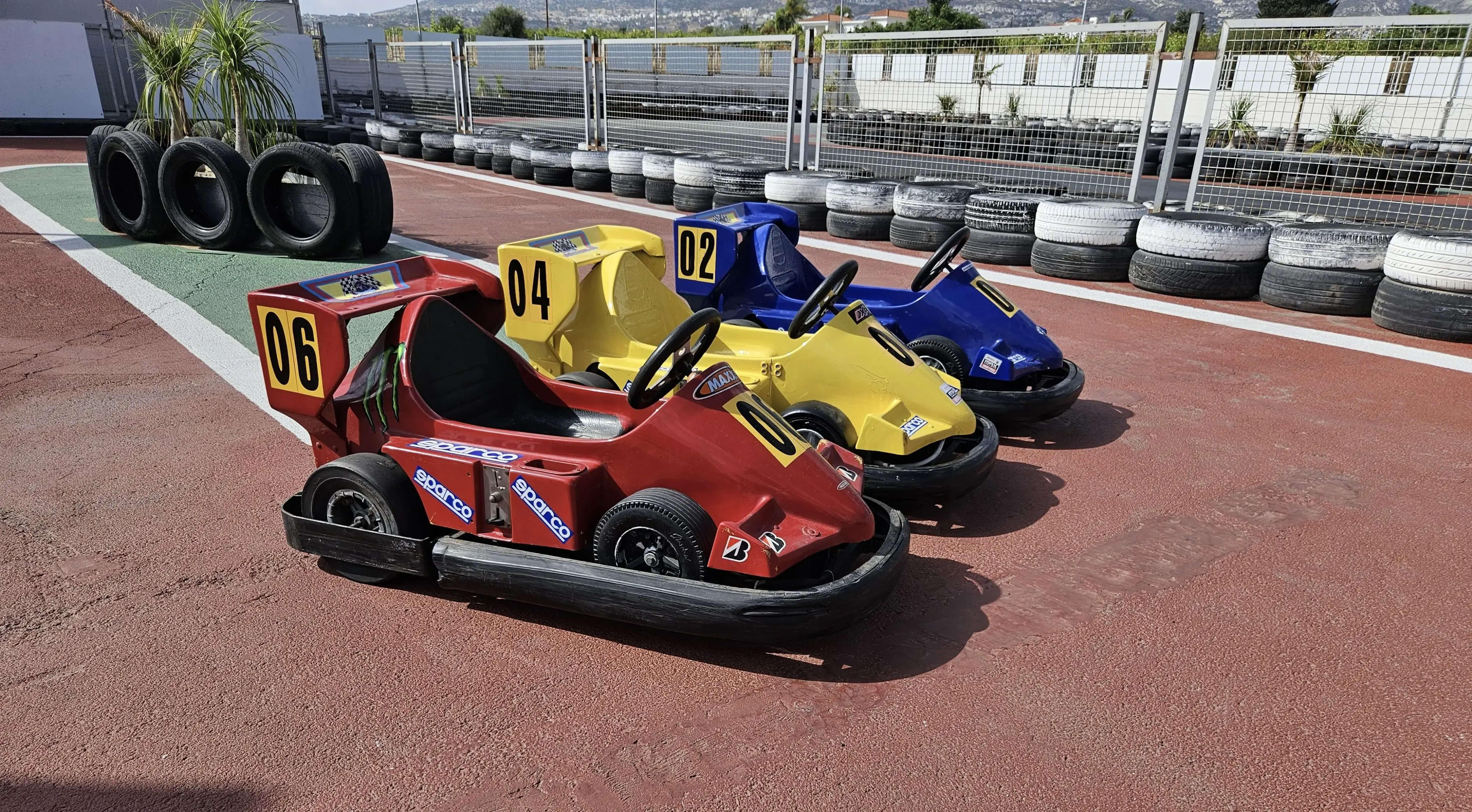 A full view of the junior karting track, showing the complete layout of the course from start to finish.