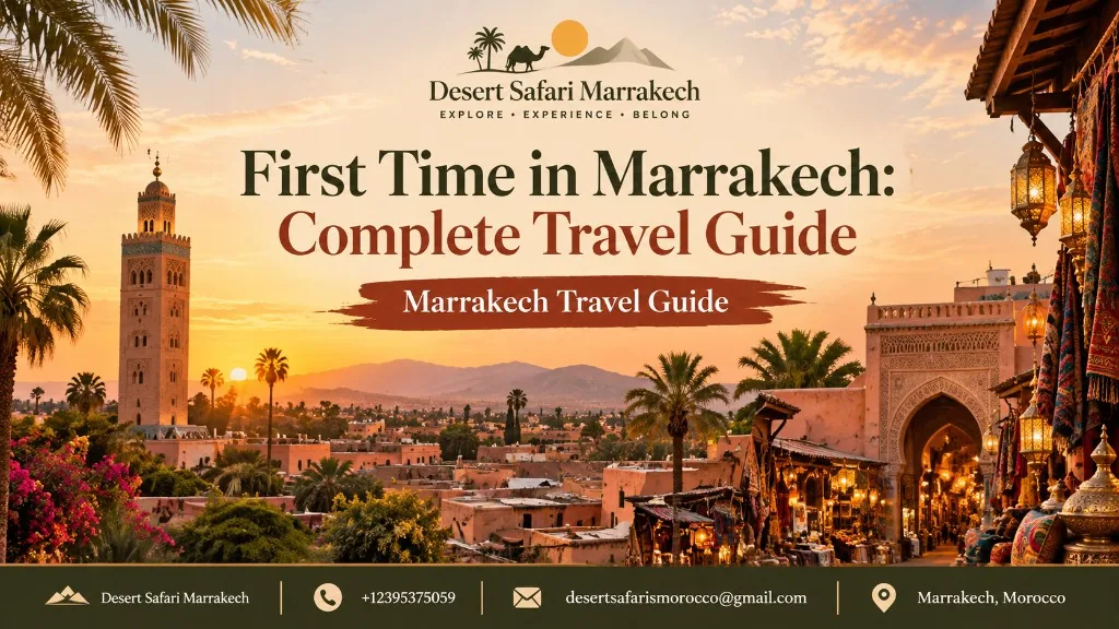 Traditional Marrakech medina street with warm ochre walls and local atmosphere