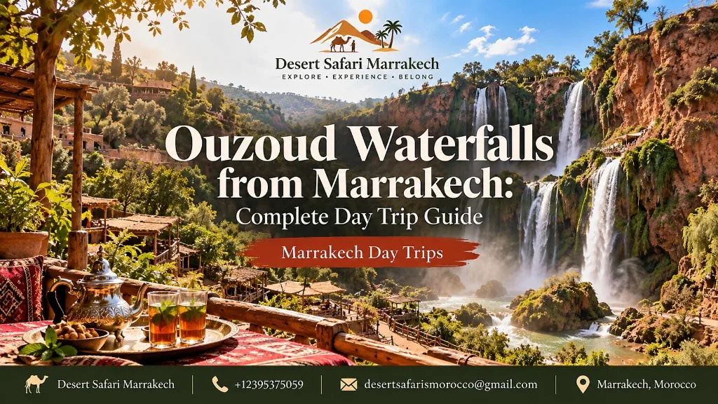 Ouzoud Waterfalls dropping into a green gorge in Morocco