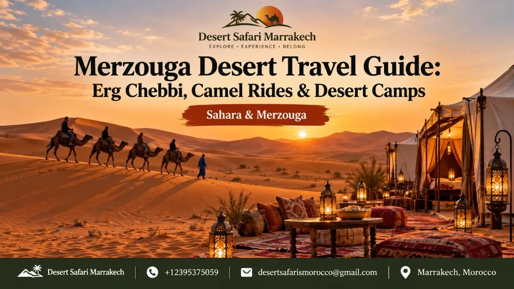 Golden Erg Chebbi dunes beside Merzouga in the Moroccan Sahara