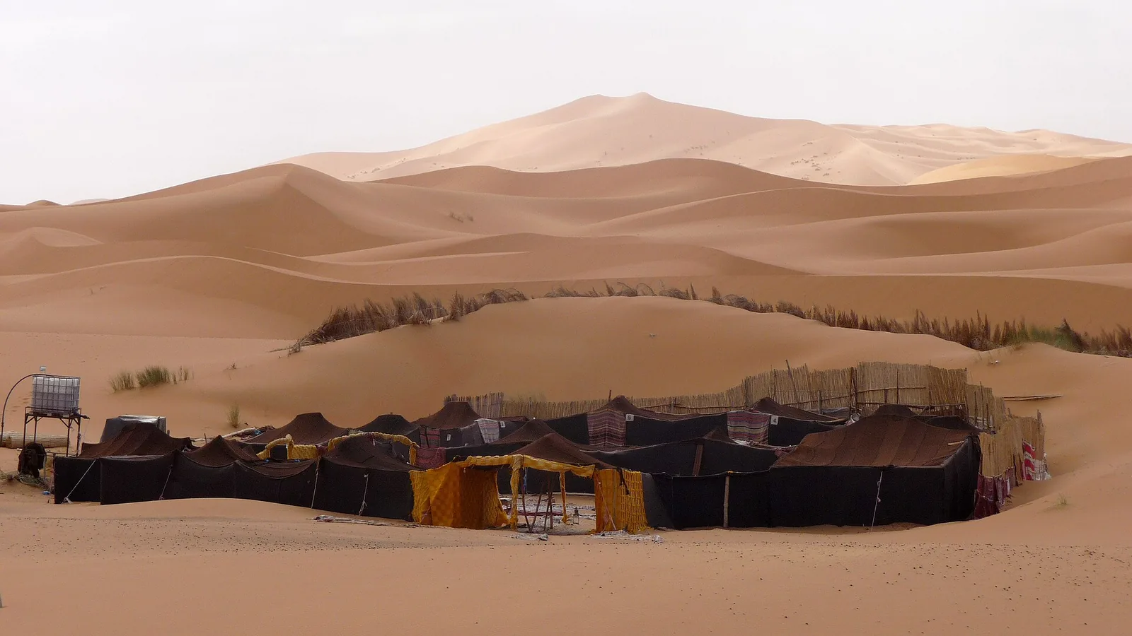 Berber tent camp at the foot of the Merzouga dunes