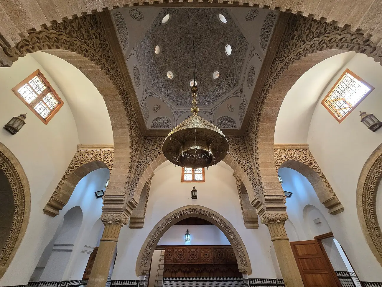 Domed room of the restored Hammam Saffarin in Fes