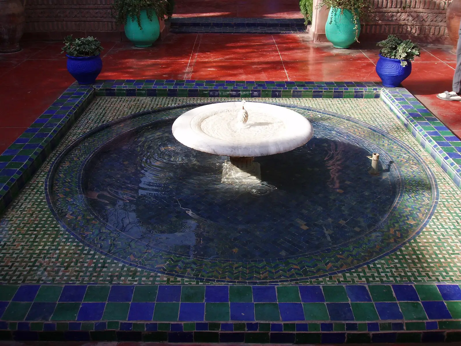 Tiled fountain in the Majorelle Garden, Marrakech