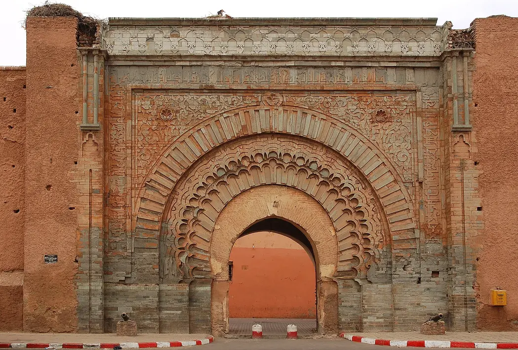 Bab Agnaou, the carved stone gate in the ramparts of the Marrakech Medina