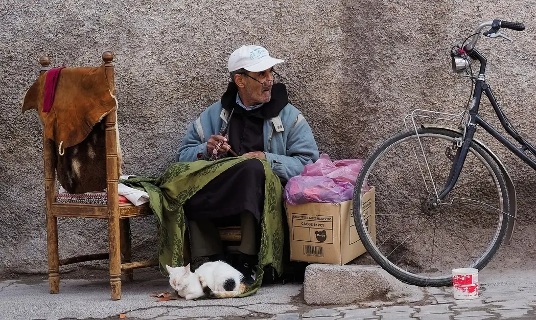 A tanner at work in the Marrakech Medina