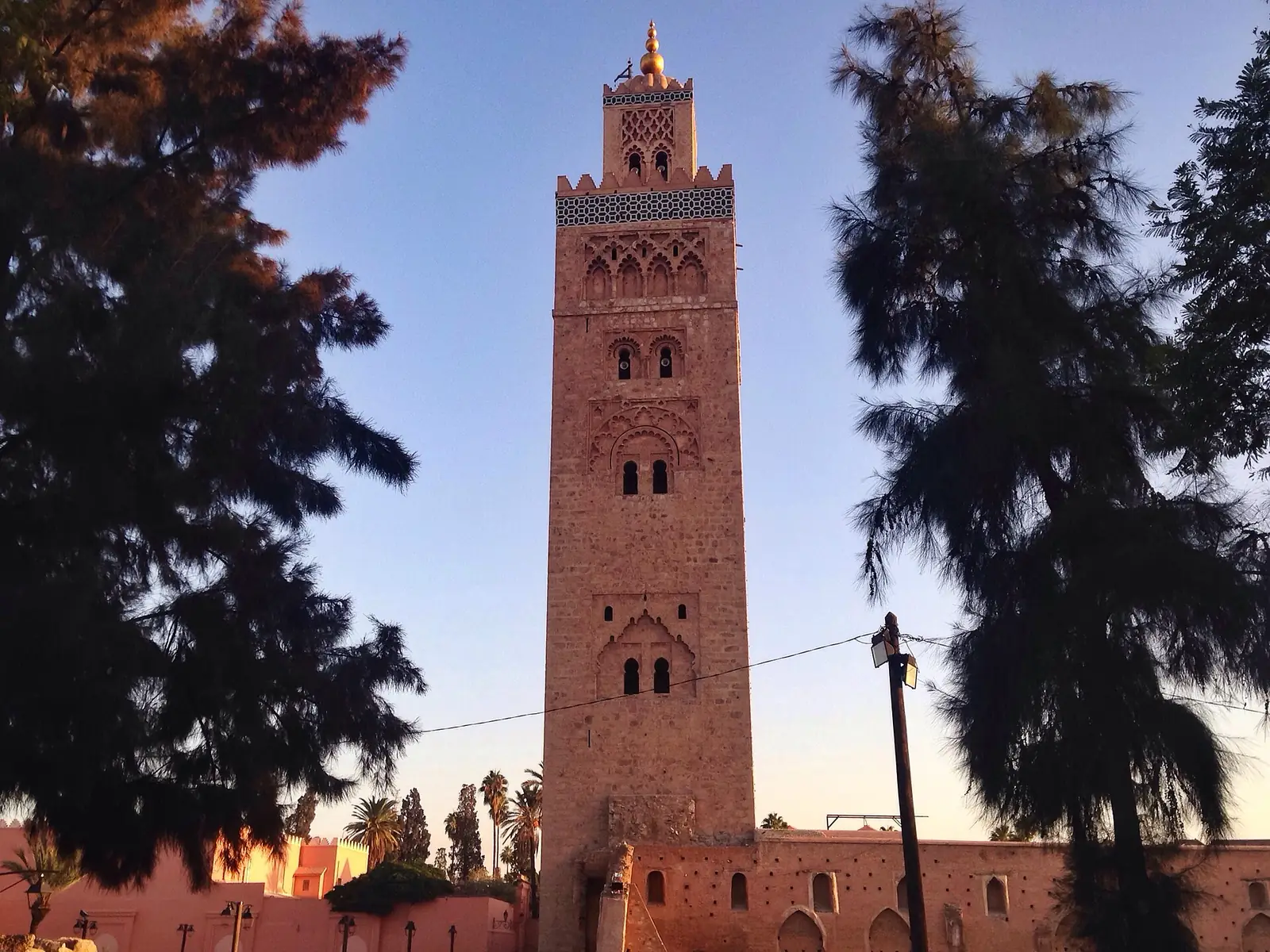 The Koutoubia minaret seen behind trees