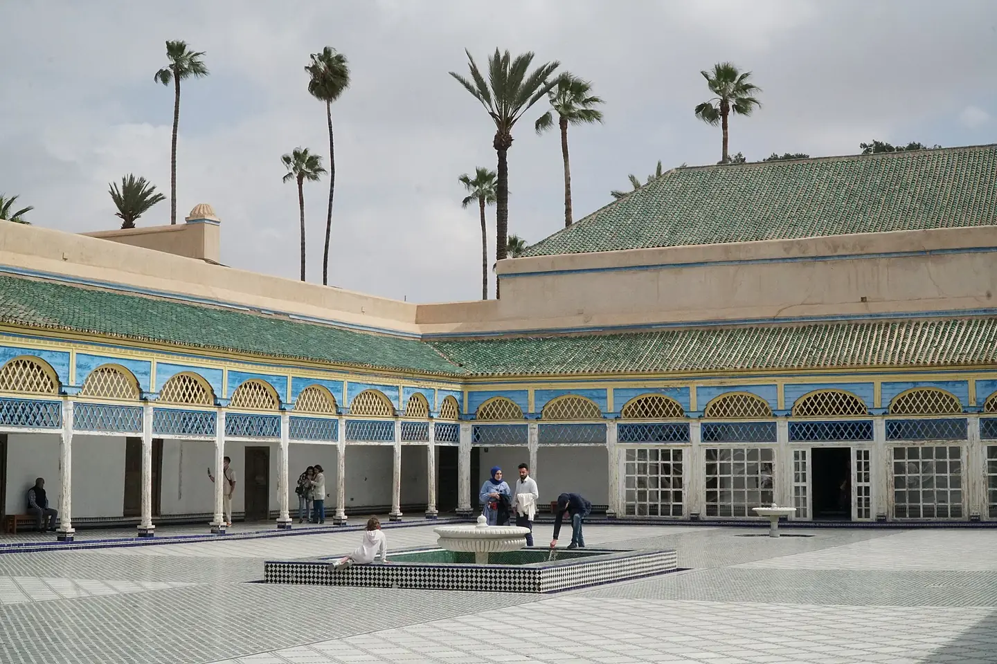 The large marble courtyard of the Bahia Palace in Marrakech