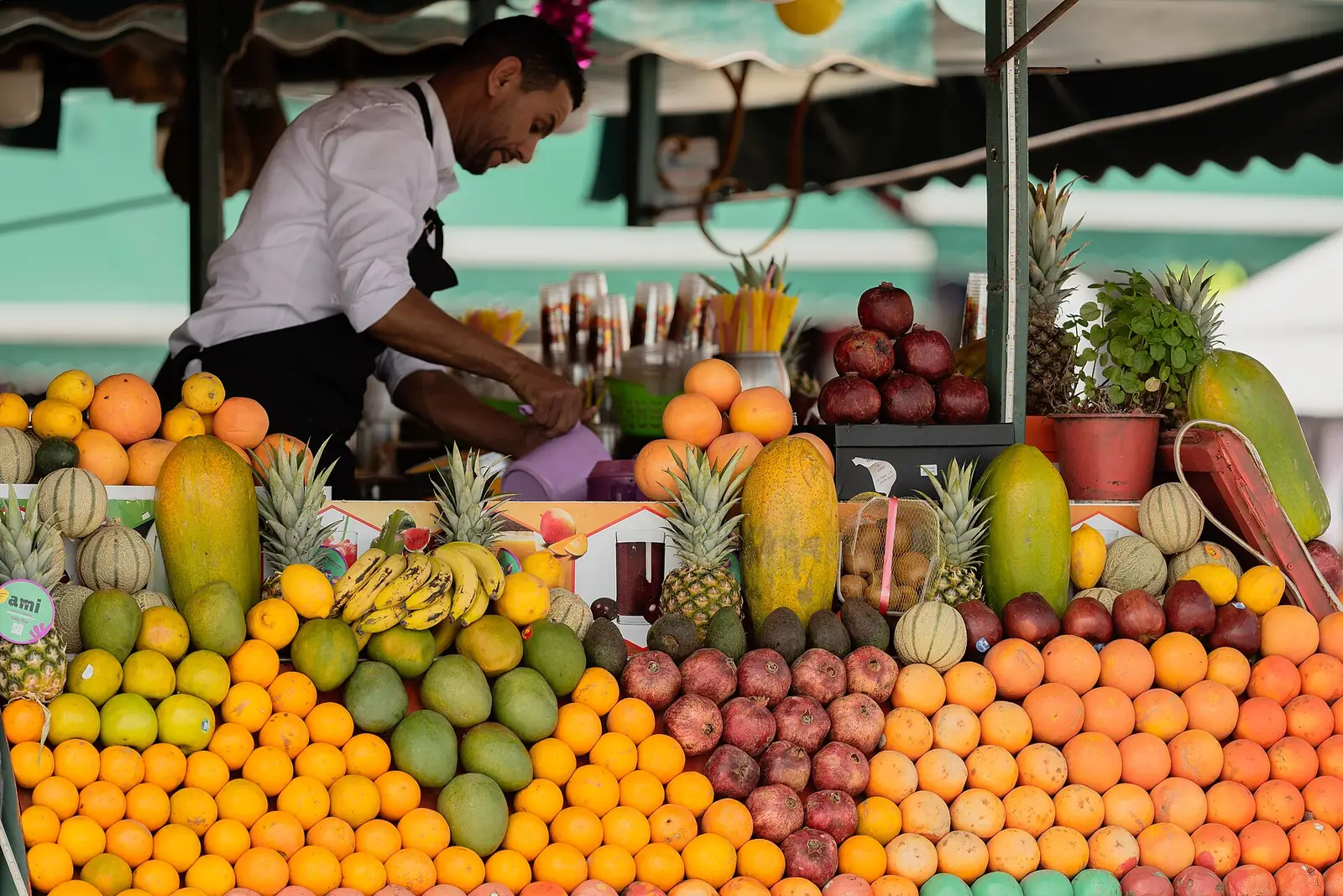 A fruit stall in a Marrakech souk