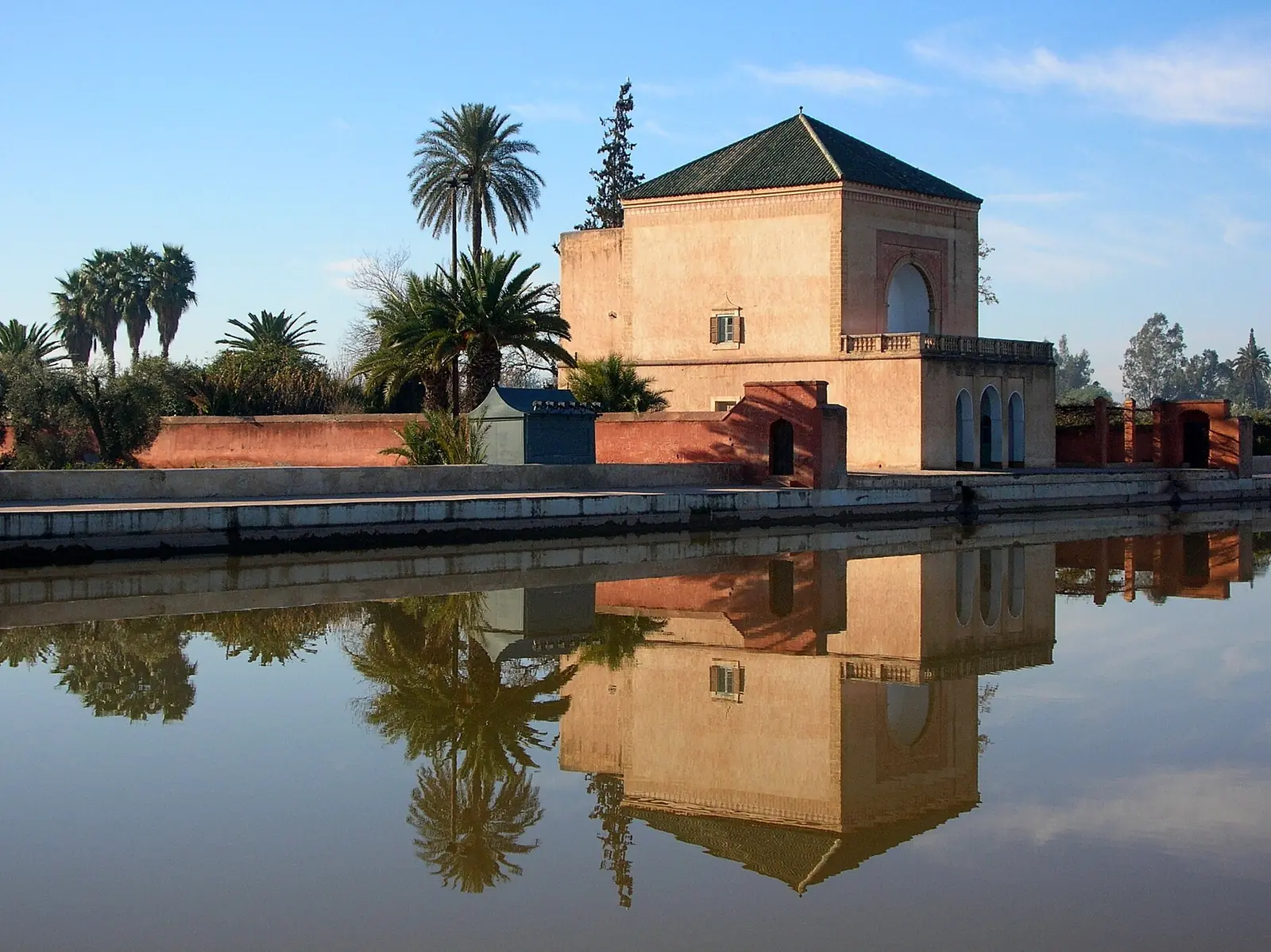 The Menara pavilion reflected in its basin in Marrakech