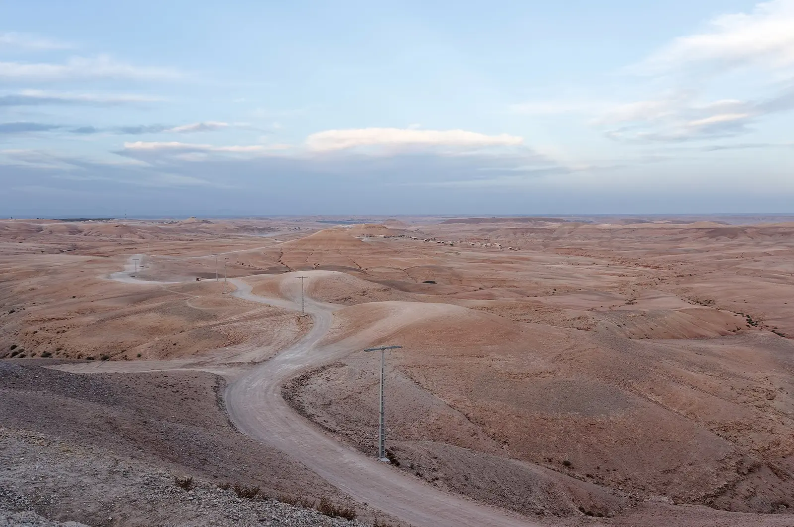 Track winding through the Agafay Desert