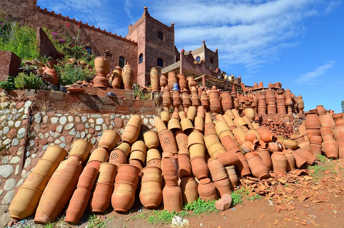 Pottery for sale along the road in the Ourika Valley