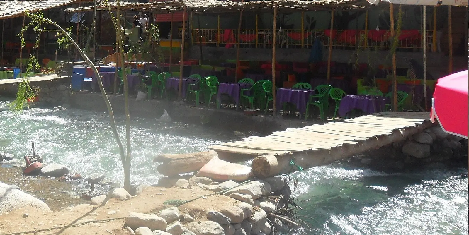 Riverside café terraces at Setti Fatma