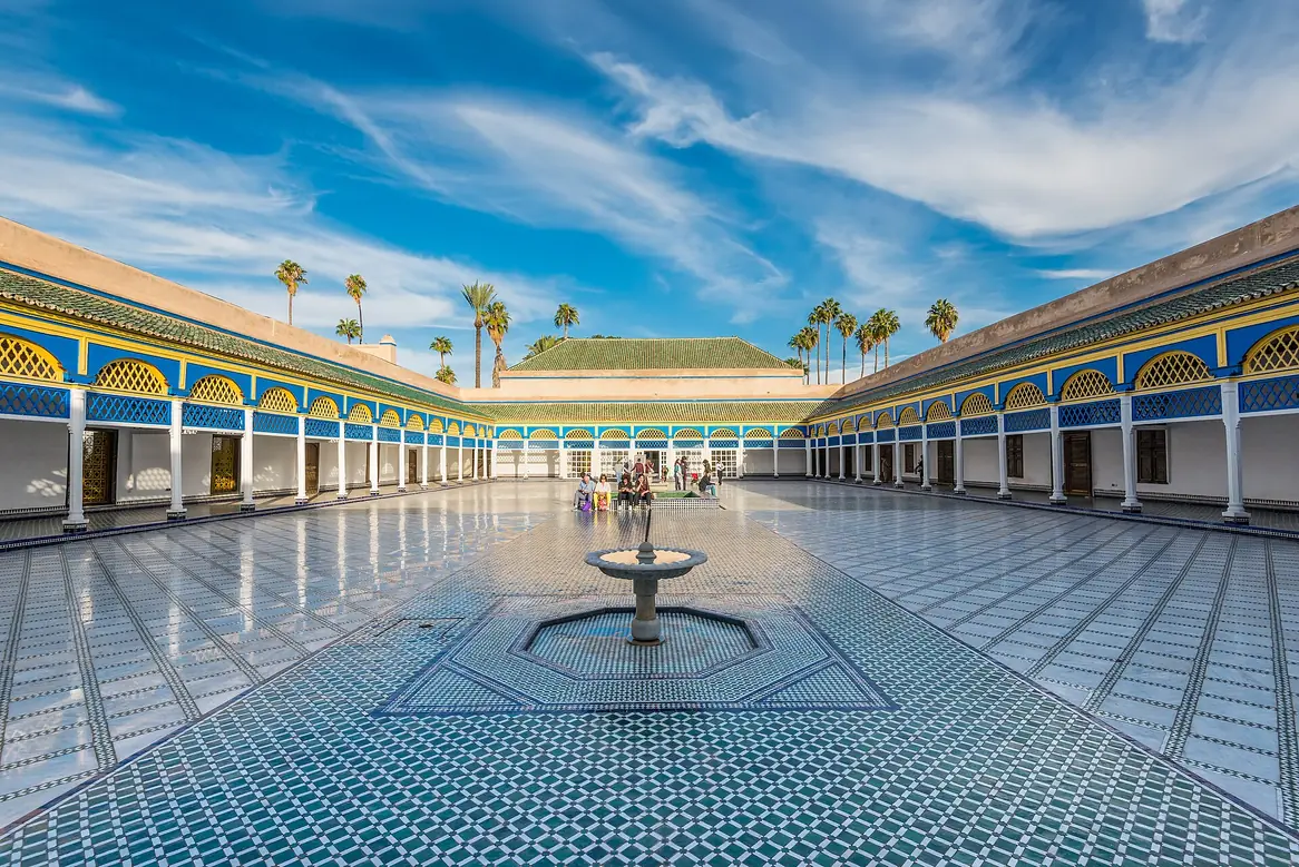 Large marble courtyard of the Bahia Palace