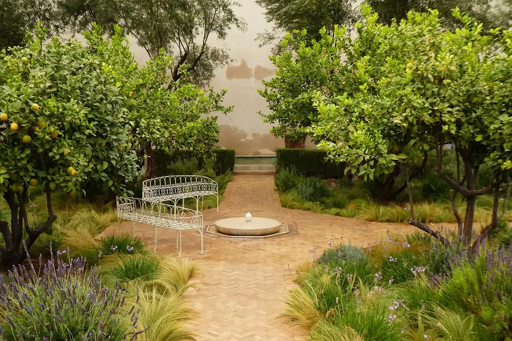 Pavilion and plantings at Le Jardin Secret