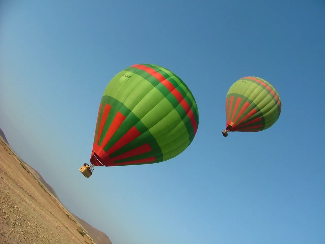 Hot air balloon in the sky over Morocco