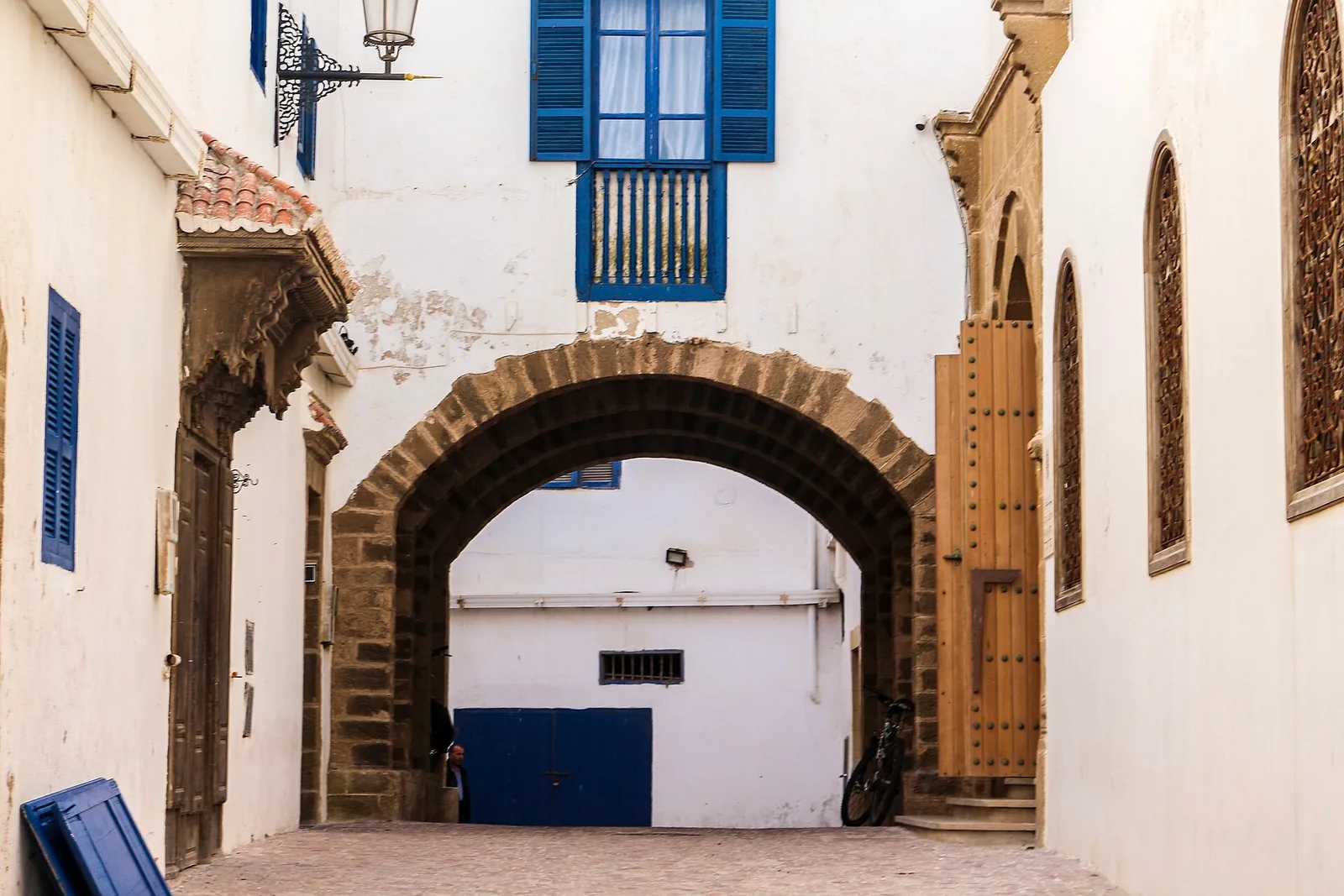 Whitewashed lane in Essaouira’s medina